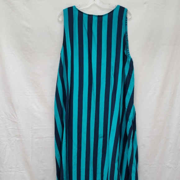 NEW Beyond Capri striped print dress asymmetric midi lagenlook turquoise resort - Picture 11 of 12